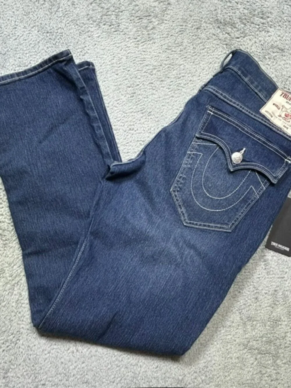 True Religion Ricky Jeans Men's 34x34 Dark Lunar Shadow SN Flap Straight Leg NEW